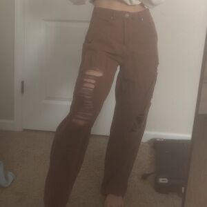 Brown Distressed Women Jeans
